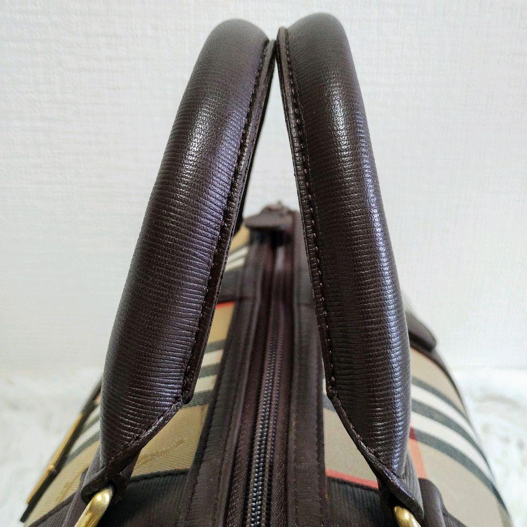 【美品】Burberry バーバリー ミニボストンバッグ ノバチェック レザー