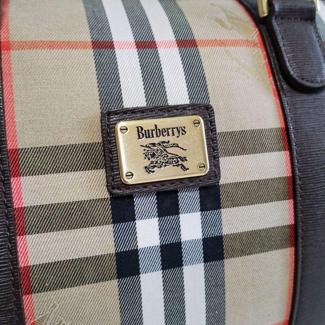 【美品】Burberry バーバリー ミニボストンバッグ ノバチェック レザー