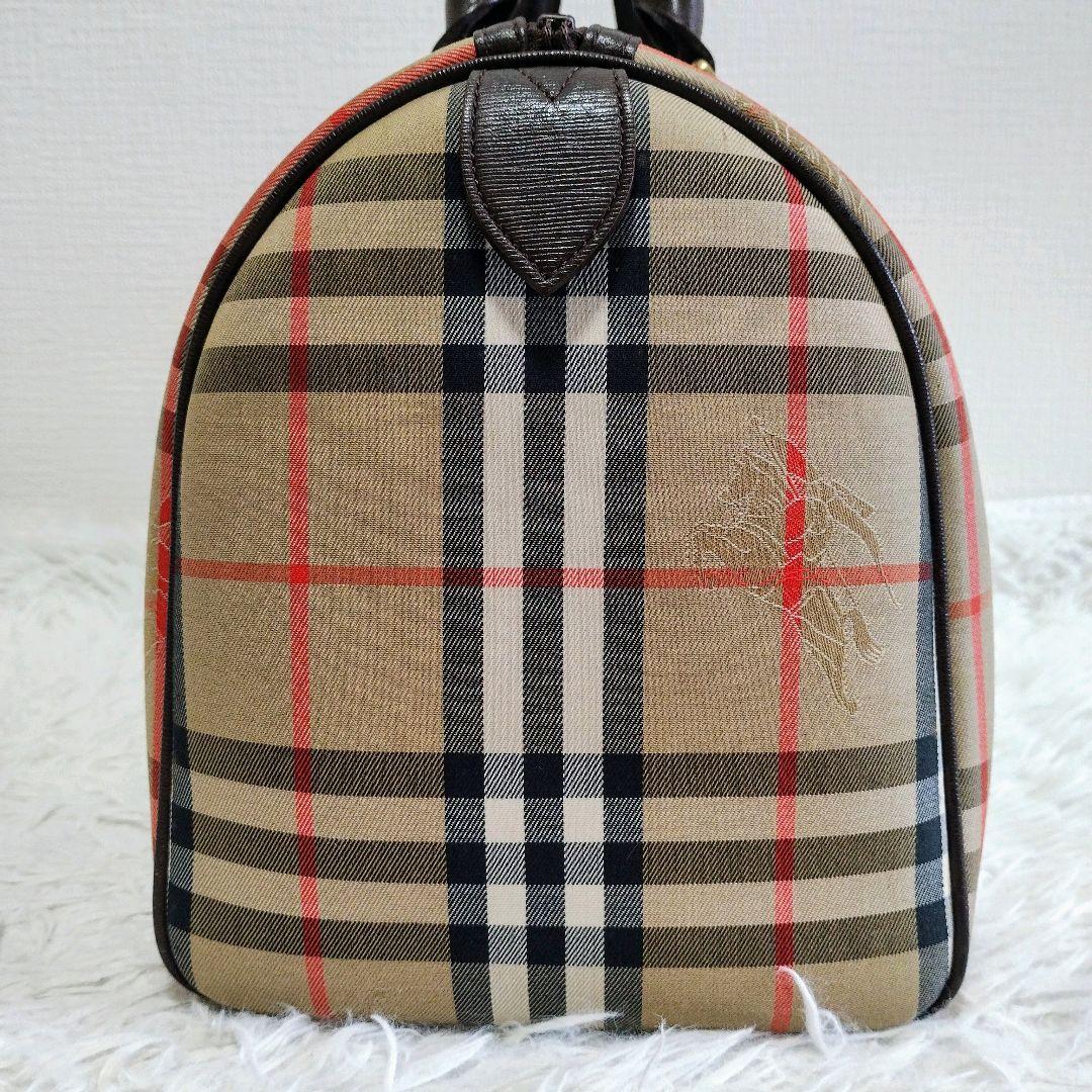 【美品】Burberry バーバリー ミニボストンバッグ ノバチェック レザー