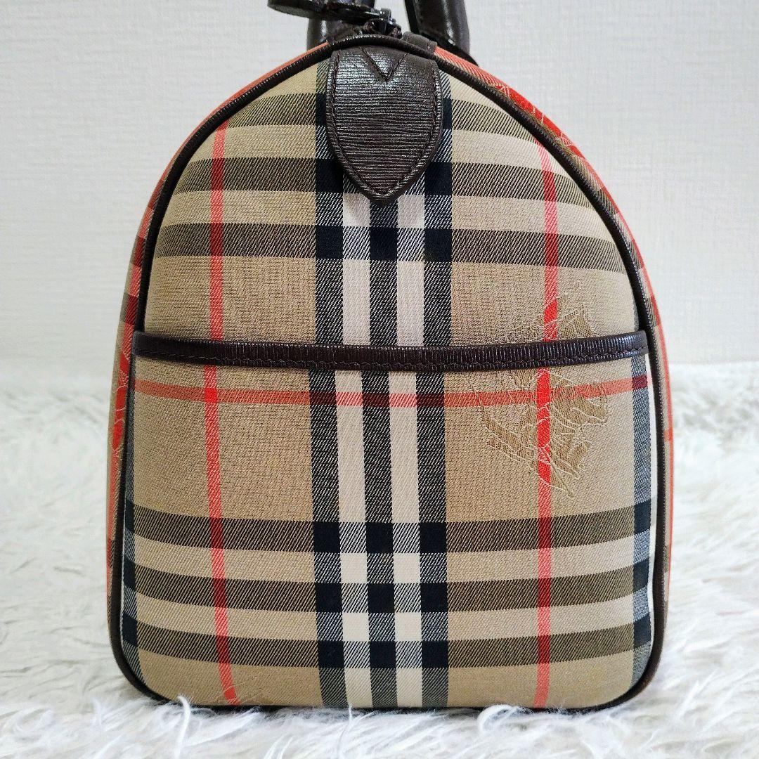 【美品】Burberry バーバリー ミニボストンバッグ ノバチェック レザー