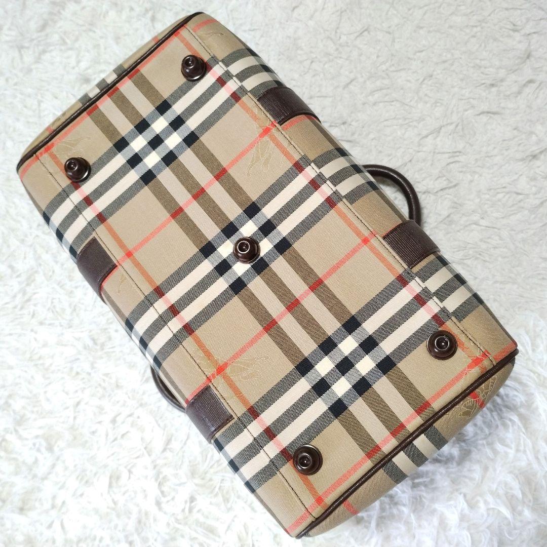 【美品】Burberry バーバリー ミニボストンバッグ ノバチェック レザー