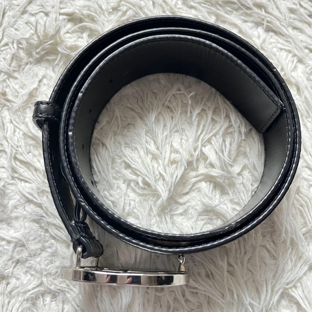 美品　GUCCI シマ GGバックル レザー ベルト 95/38 114984