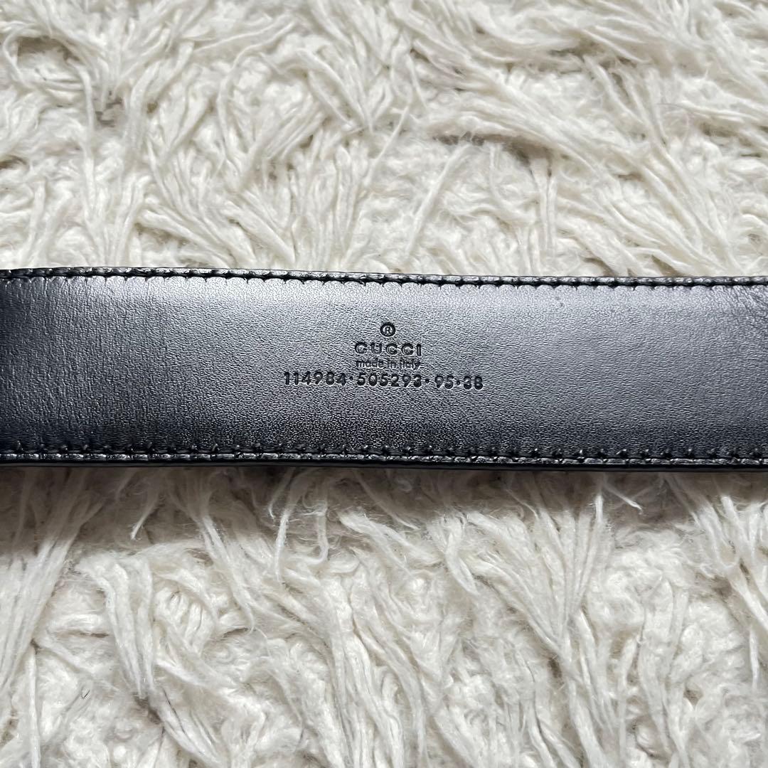 美品　GUCCI シマ GGバックル レザー ベルト 95/38 114984