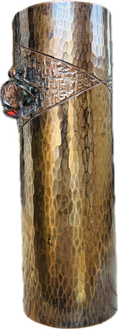 島藏　牧島蔵　沢蟹　蟹　鎚起銅器　花入　花瓶　花器　銅製花瓶　佐渡　新潟県　玉川