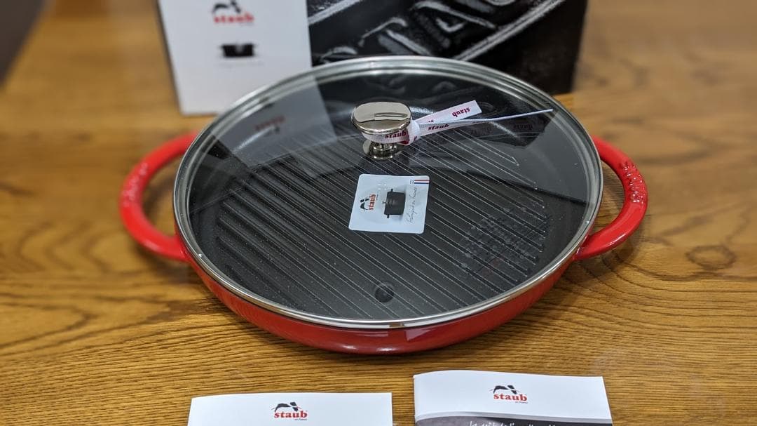 【新品未使用】staub スチーム&グリル 26cm ガラス蓋 ラムカンセット