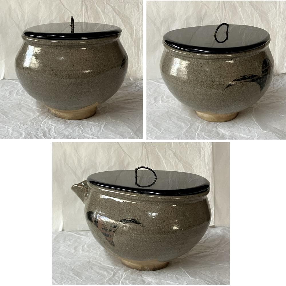 F1423 絵唐津 片口 水指 木箱入り 唐津 茶道具