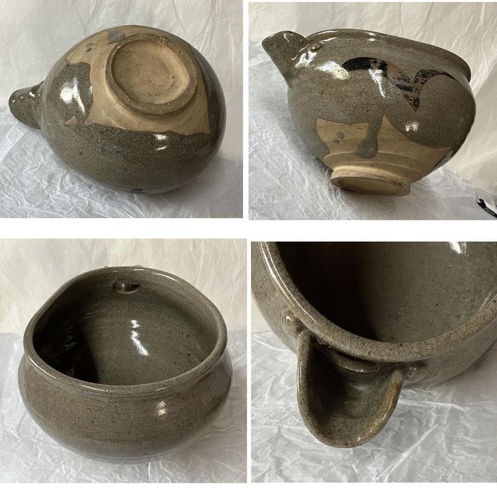 F1423 絵唐津 片口 水指 木箱入り 唐津 茶道具