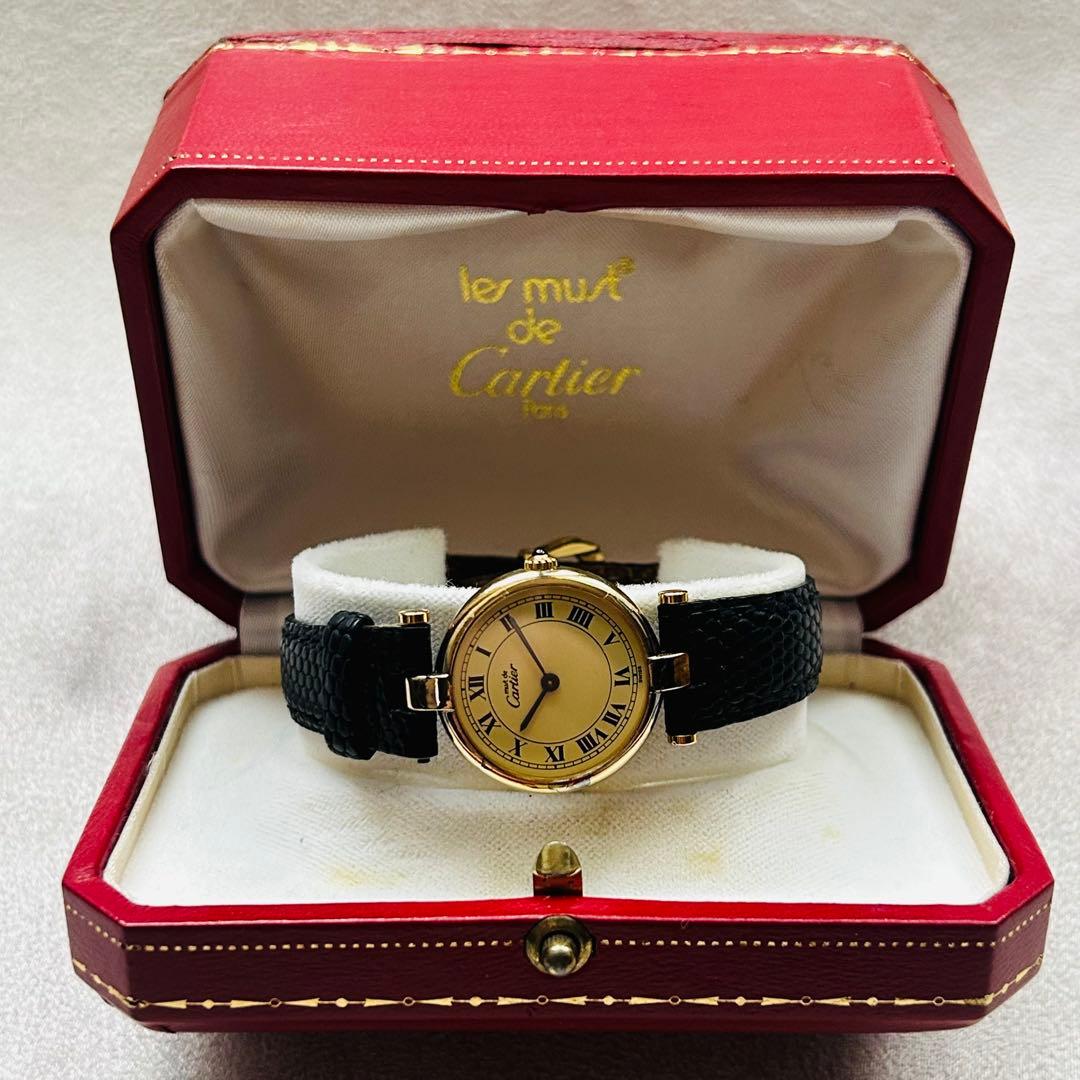 カルティエ　マストヴァンドーム　ヴェルメイユ　 アイボリー文字盤箱付き★不動