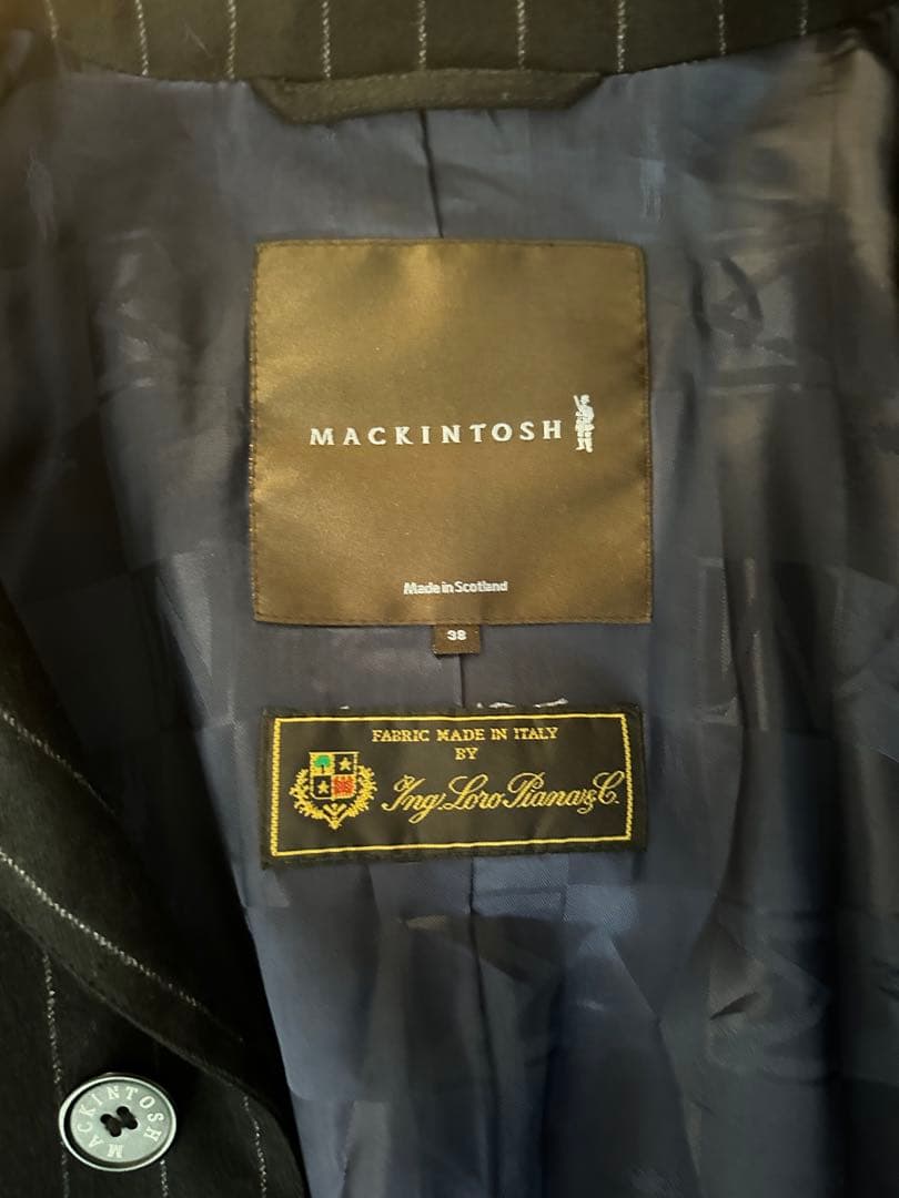 マッキントッシュ Macintosh ステンカラーコート ネイビー・ストライプ