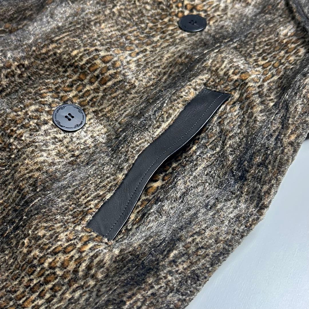 【美品】ROEN/ロエン/レザー切り替えレオパード柄トレンチコート/牛革/総柄