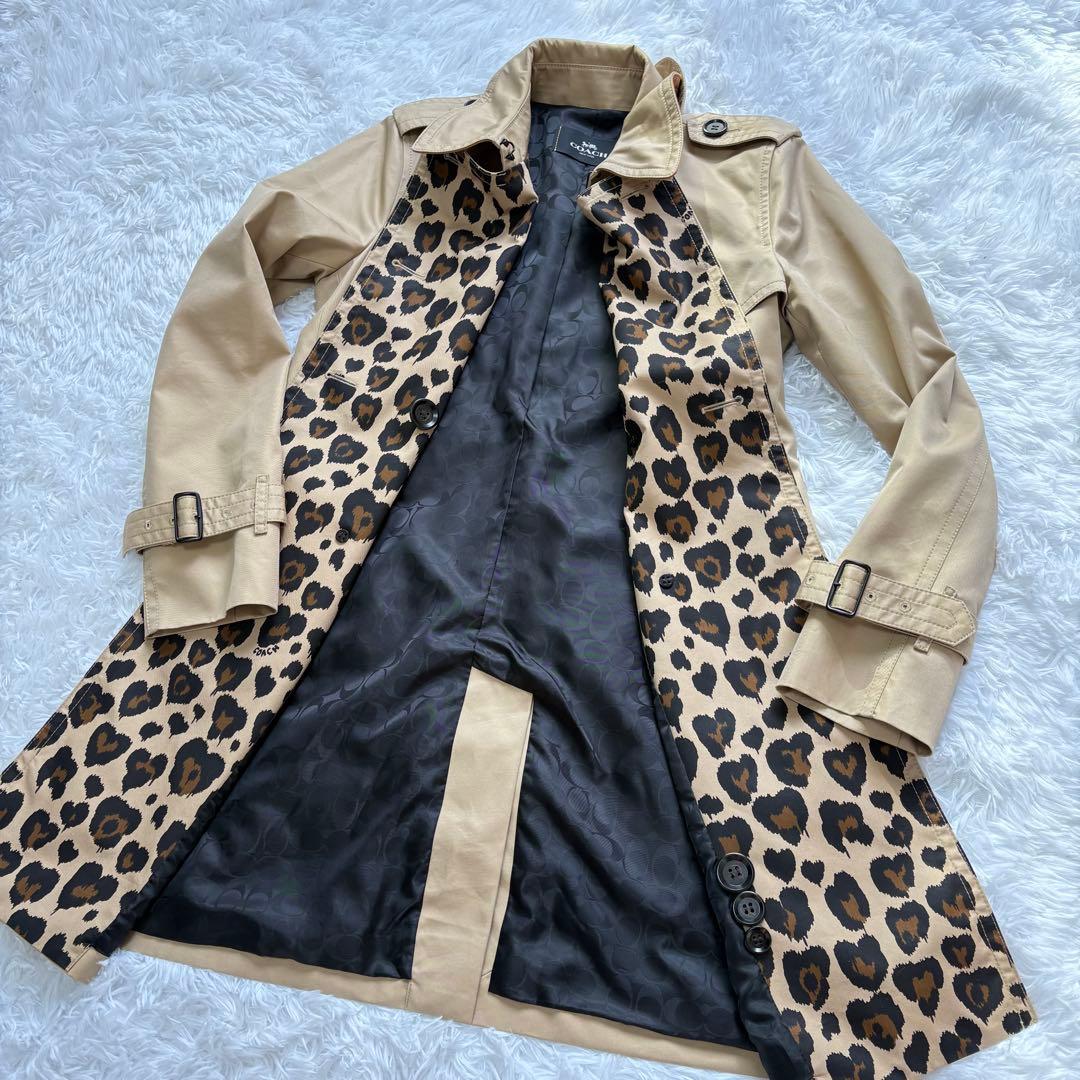 美品 COACH コーチ F33868 ベルト付 トレンチコート ベージュ S