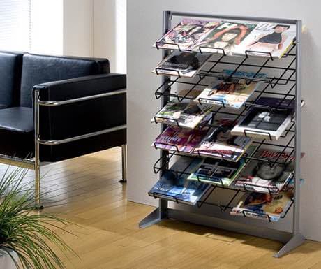 【送料無料】スチール マガジンラック ブラック シルバー