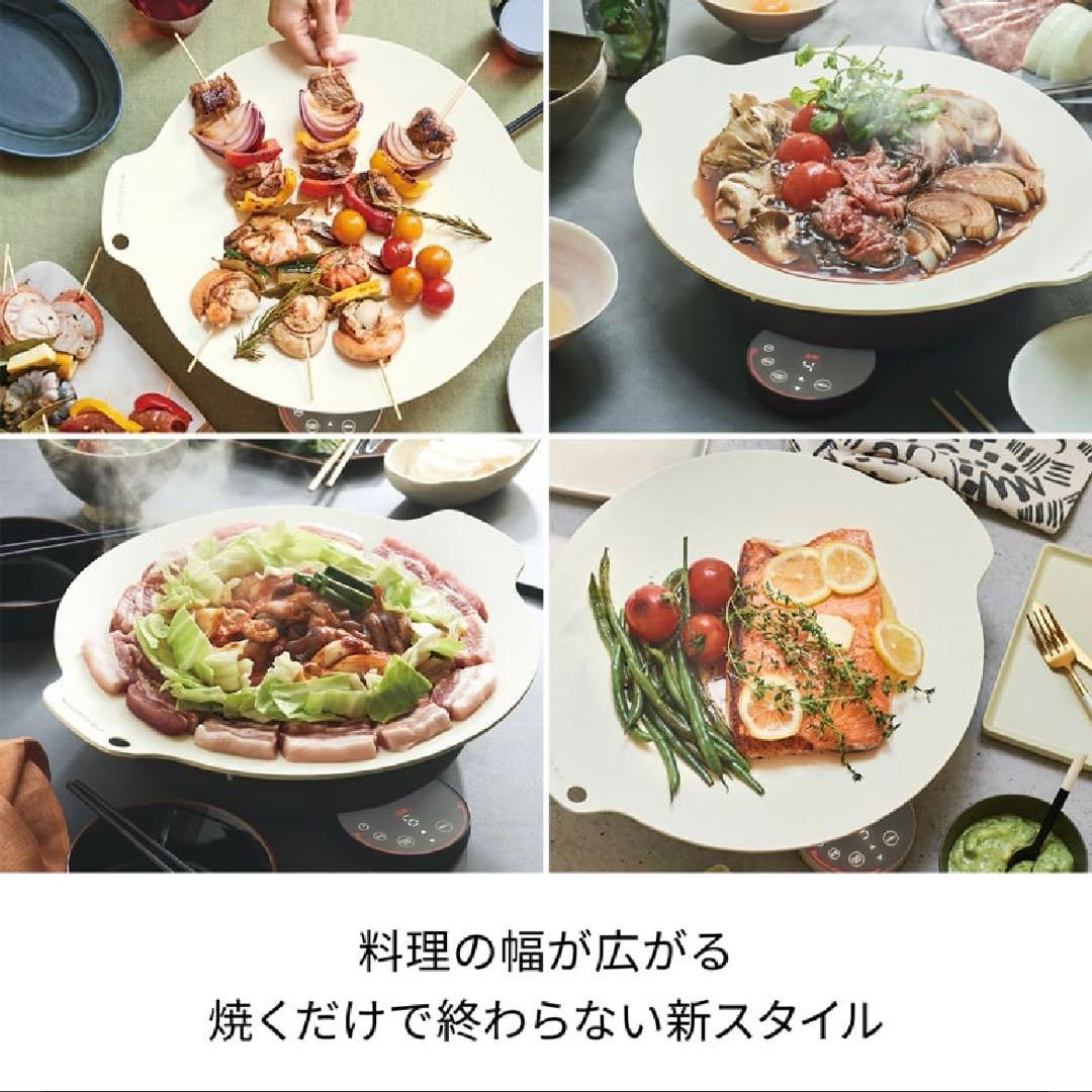 レコルト 卓上IHクッキンググリドル IH対応鍋 2点セット グレー
