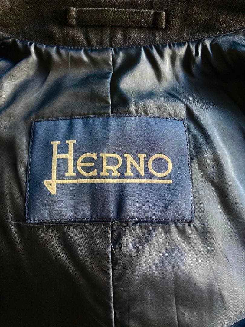 Herno ヘルノ　42　ウールコットン　中綿　ヘリンボーン　XS　ネイビー