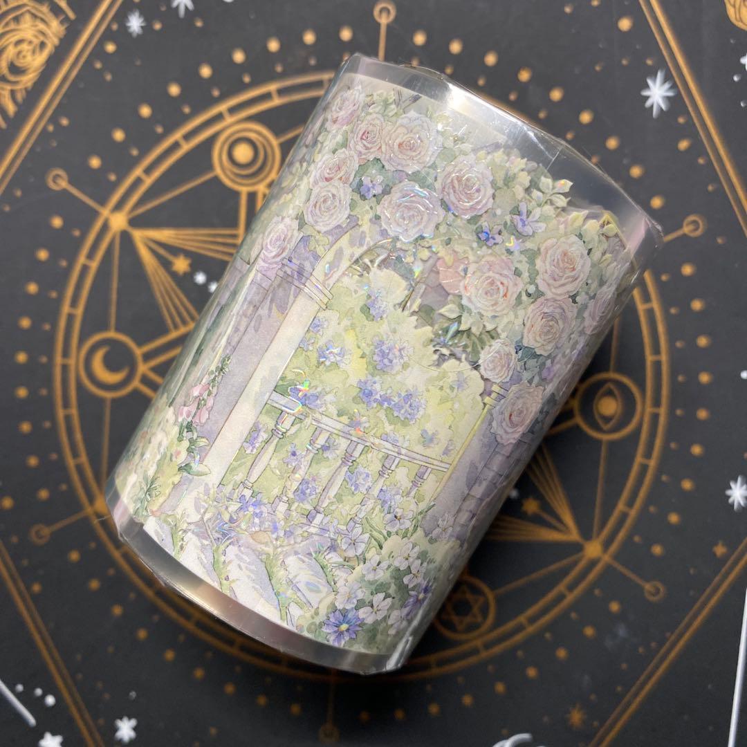 【G1】海外 10m巻　貝殻光マスキングテープ　お花系/動物系/装飾系/背景系