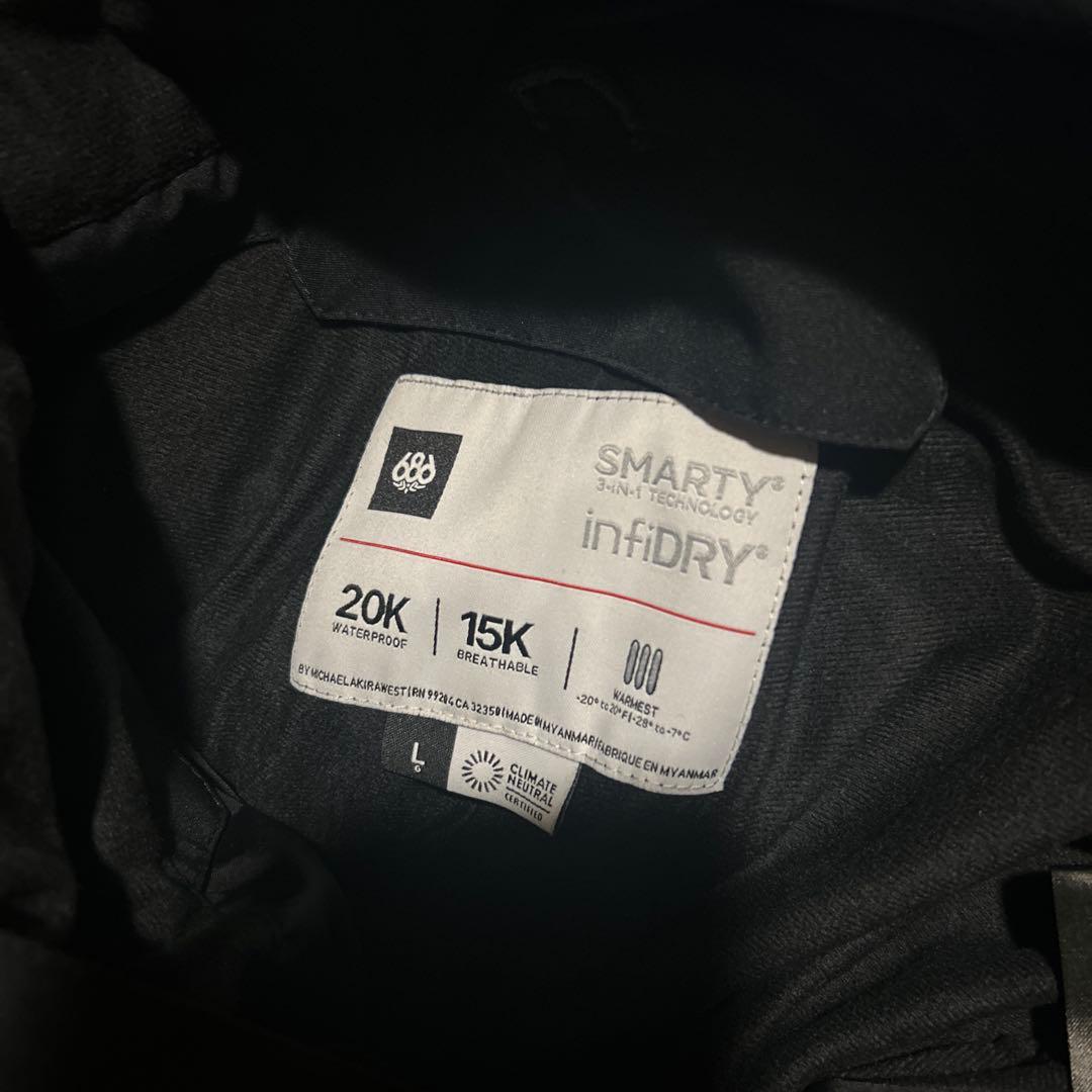 686 スノーボードウェア　ビブパンツ　サイズＬ ブラック　メンズ
