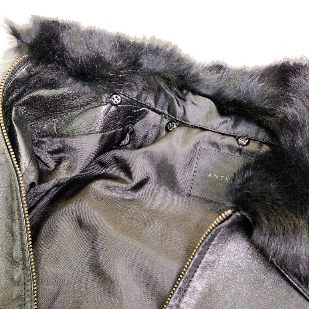アンテプリマ　レザージャケット　ラムレザー　シープスキン　本革　ファー　ブラック