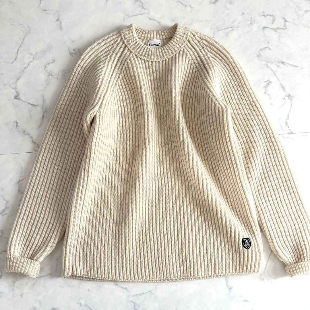 オーシバル 美品 ウール100% ざっくりケーブルニット ゆったり サイズ大きめ