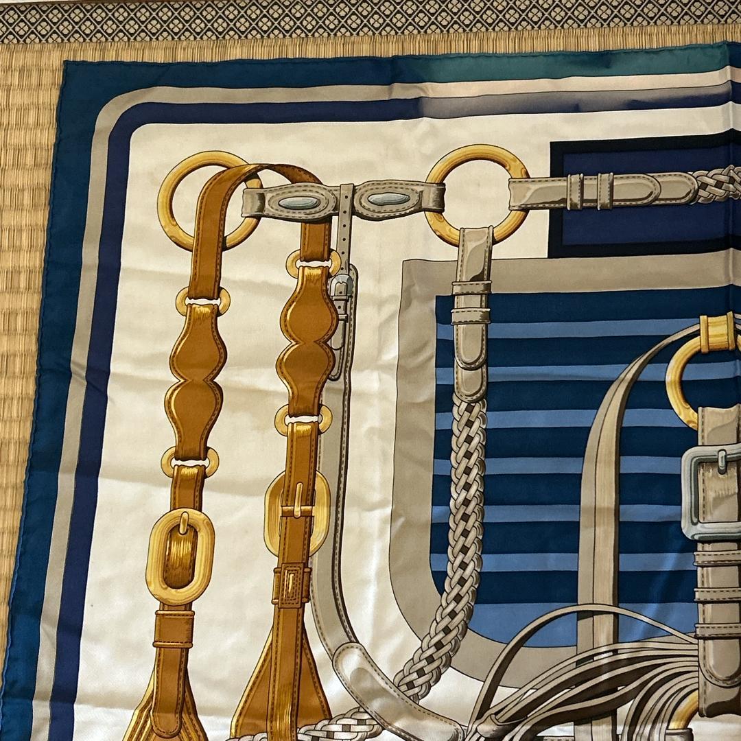 HERMES スカーフ　ベルト模様　ヴィンテージ　エルメス　シルク100％