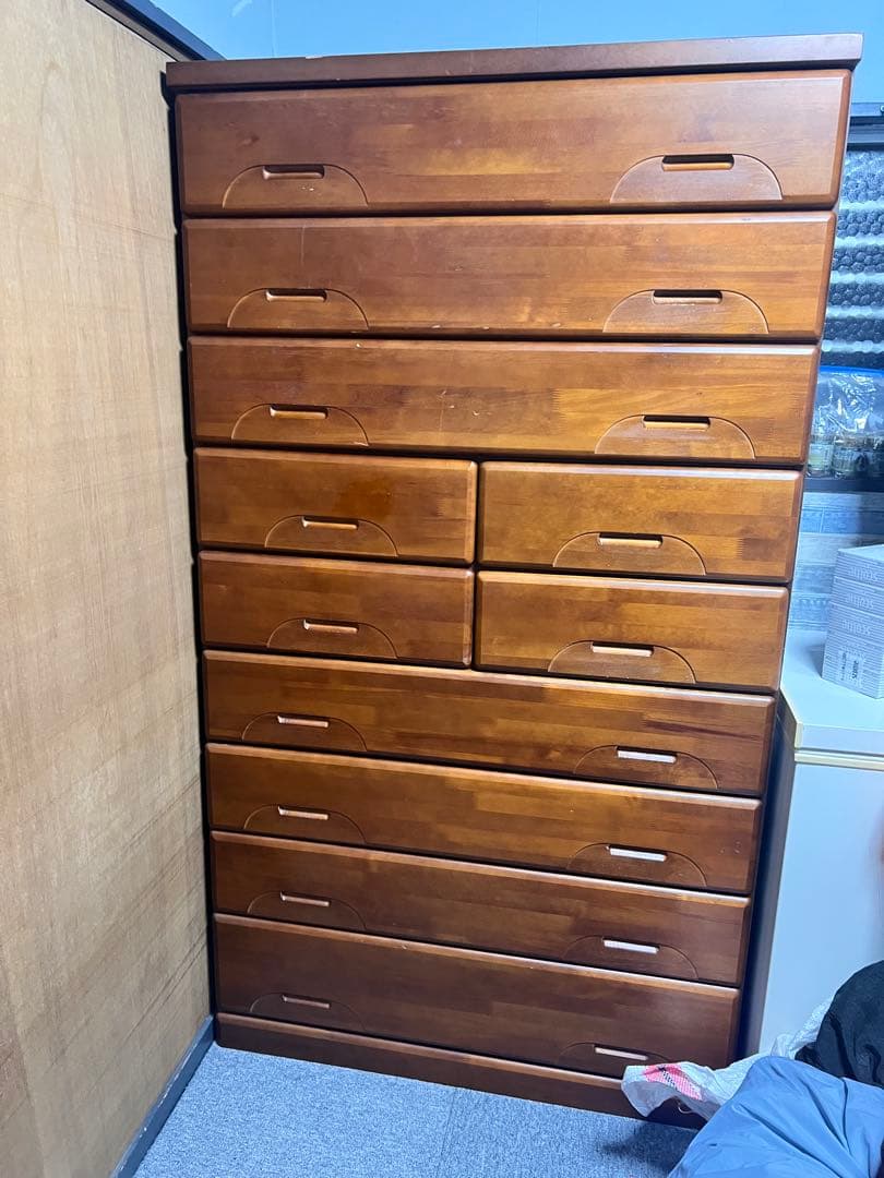 【直接引取】 アンティーク箪笥　ブラウン木製チェスト 9引き出し