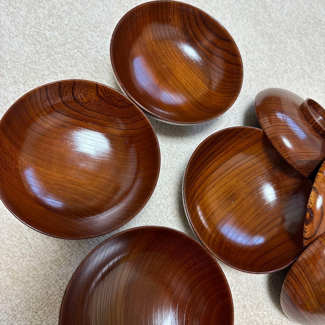 木製　雑煮　汁椀　お椀蓋付き　お雑煮　漆器4客セット