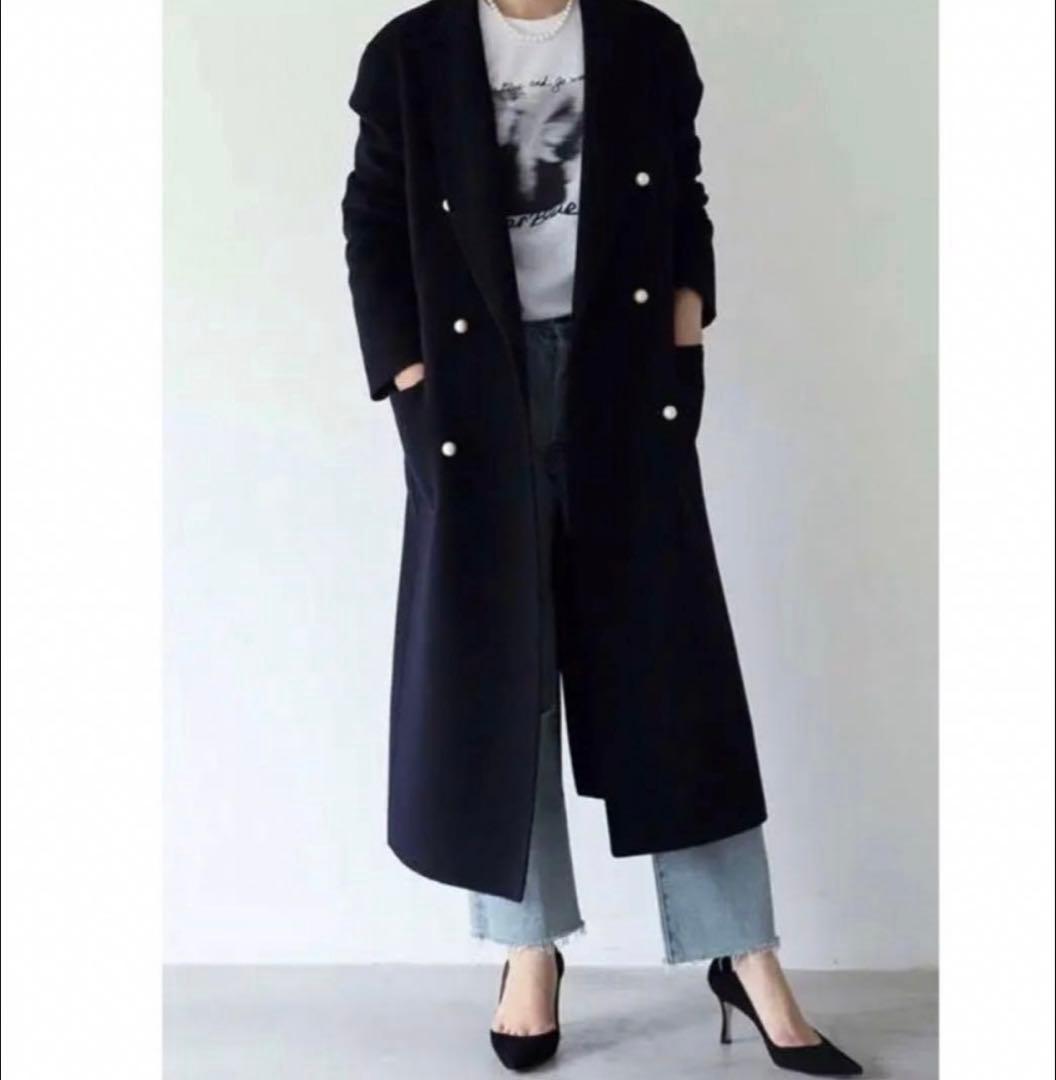 未使用に近い　毛100% LESTERAパールチェスターコートMサイズ