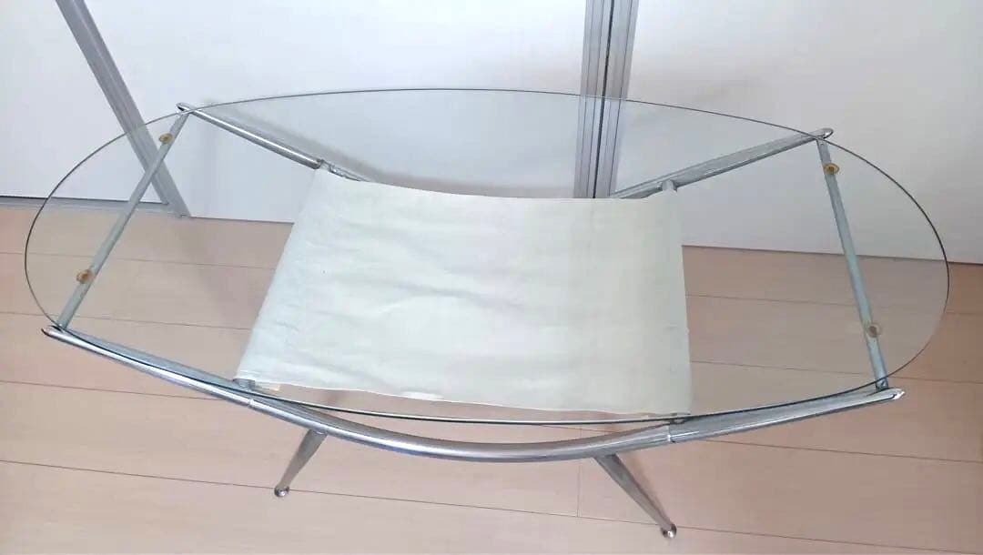 ミッドセンチュリー アイアンフレームセンターテーブル ガラステーブル120cm