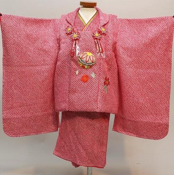 七五三 三歳 女児 正絹 総絞り 被布着物セット 夢想 NO30207