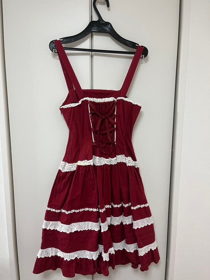 ミランダジャンパースカート(エンジ×オフ白)