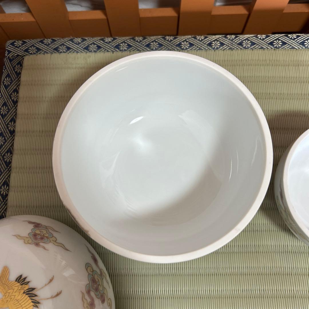期間限定値下！深川製磁 金彩雲鶴図 蓋物 ボンボニエール 大小 菓子器 2客
