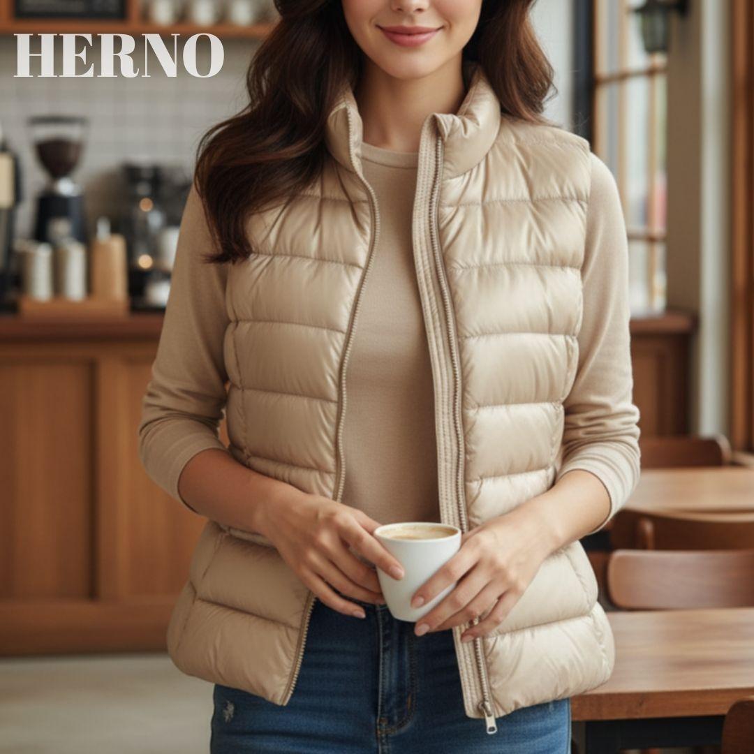 【未使用級】HERNO ヘルノ ダウンベスト キャメルゴールド 44 Lサイズ