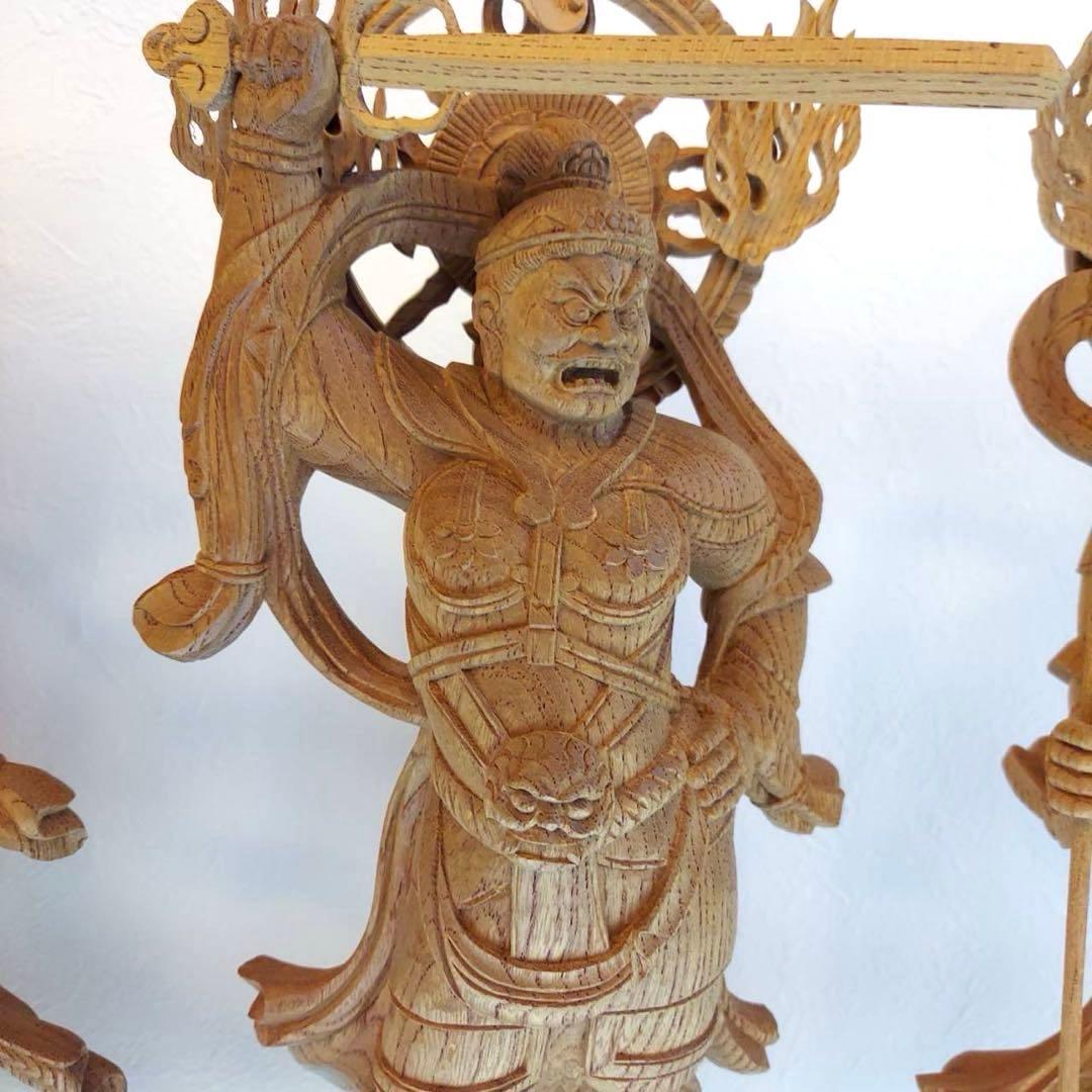 四天王　仏像　木彫　金剛　力士像　置物　4体合計横54cm×1体高さ34cm