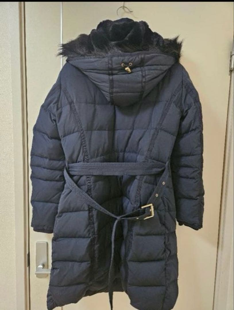 ネイビー フード付き ロングダウンジャケット
