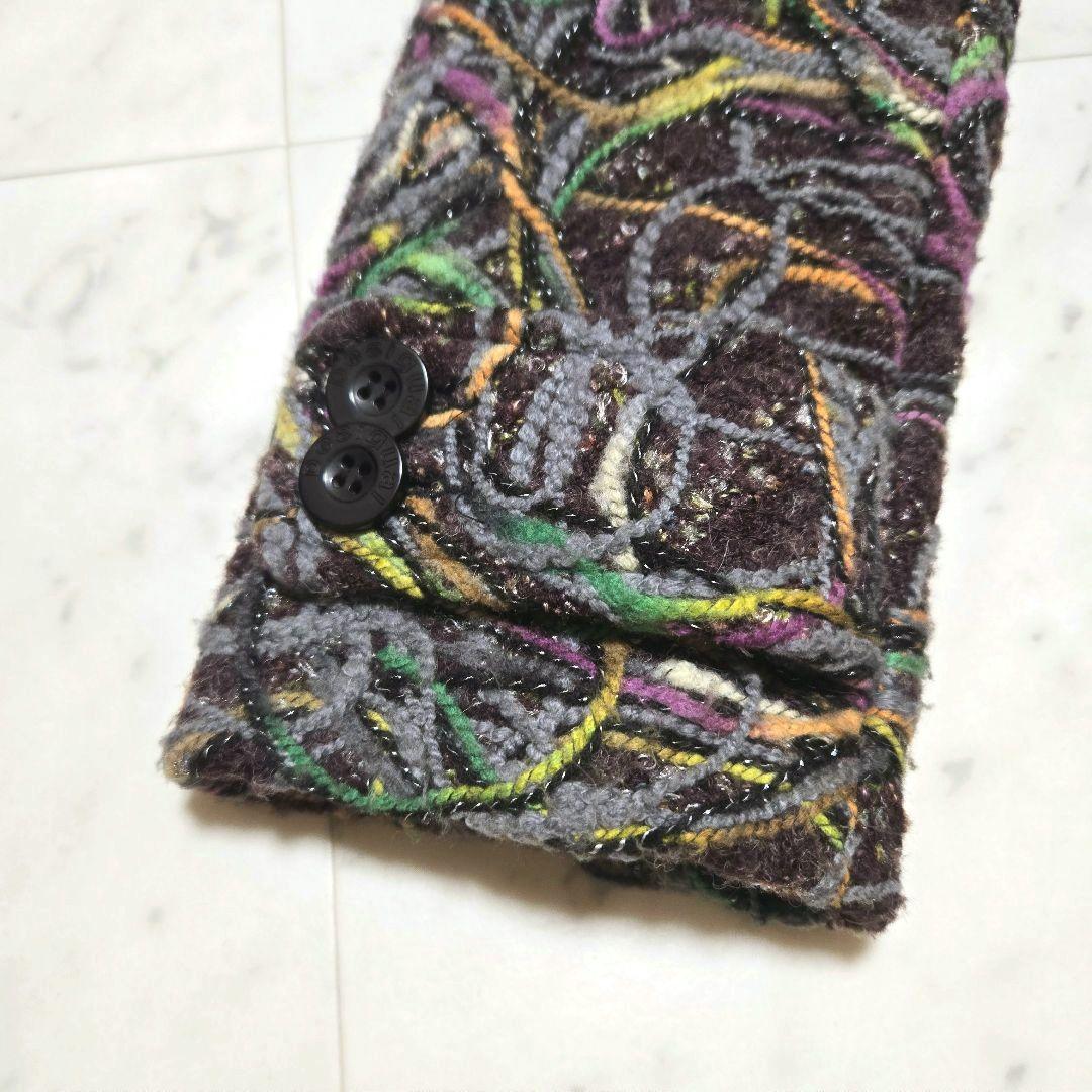 帯専 個性派様【希少】Desigual モール刺繍ラメ デザイン ウールコート