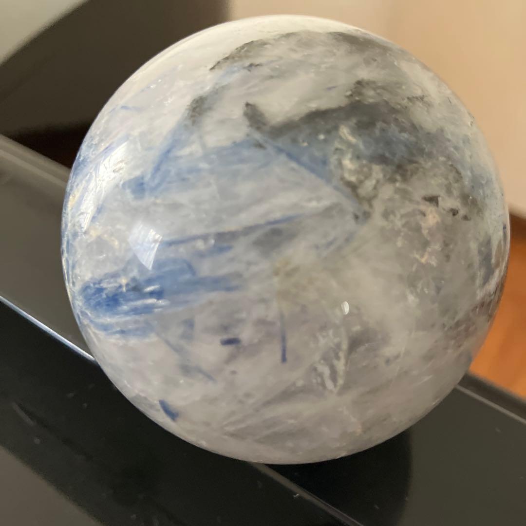 特大！カイヤナイトシリカ　スフィア　天然石置物　E148