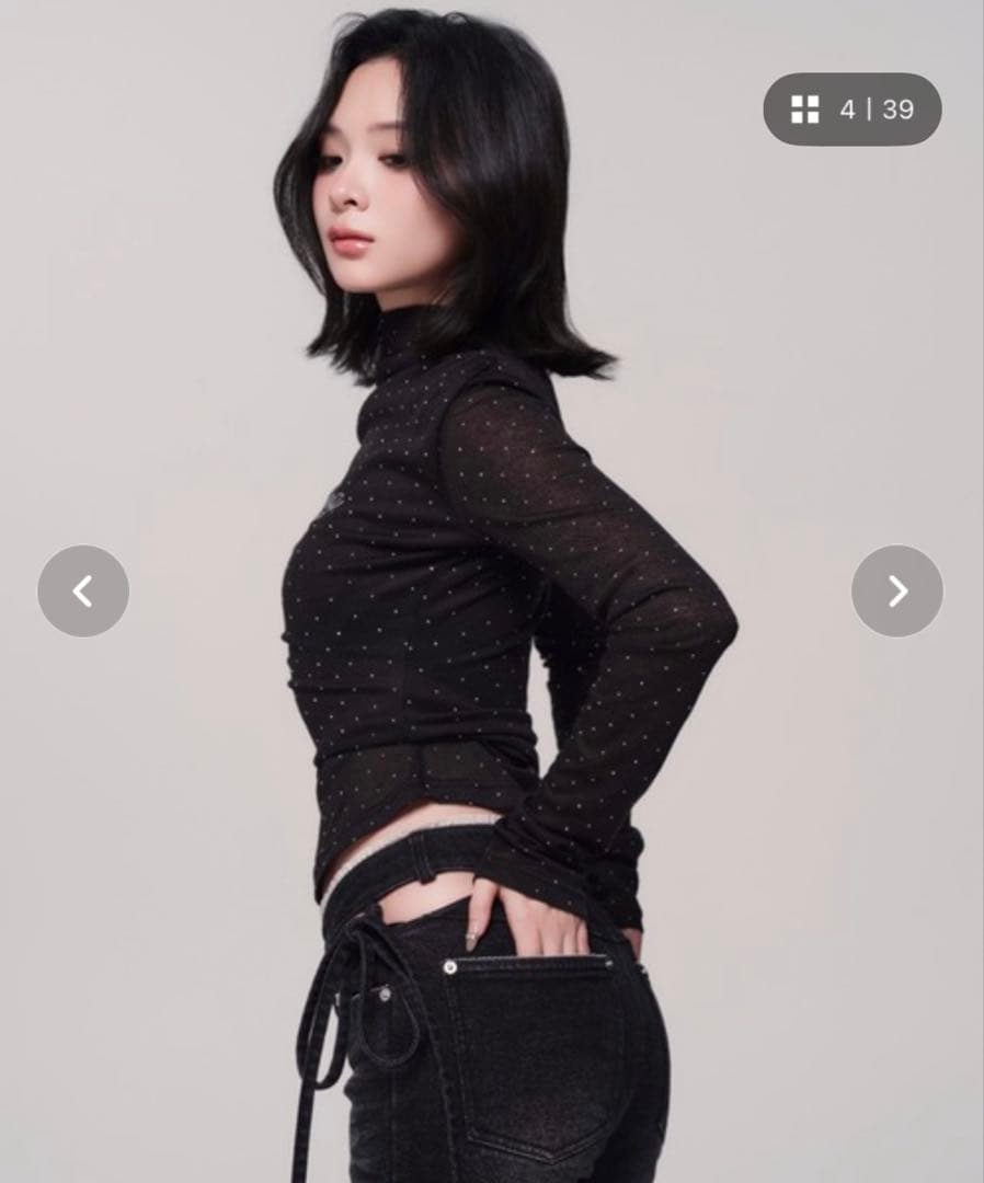 新品未開封andwang Cut-Out Ribbon Flare Denim