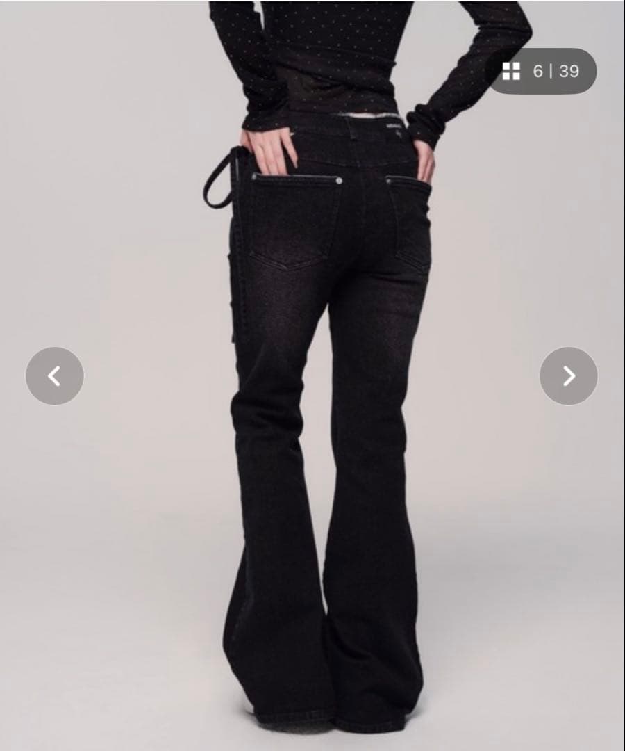 新品未開封andwang Cut-Out Ribbon Flare Denim
