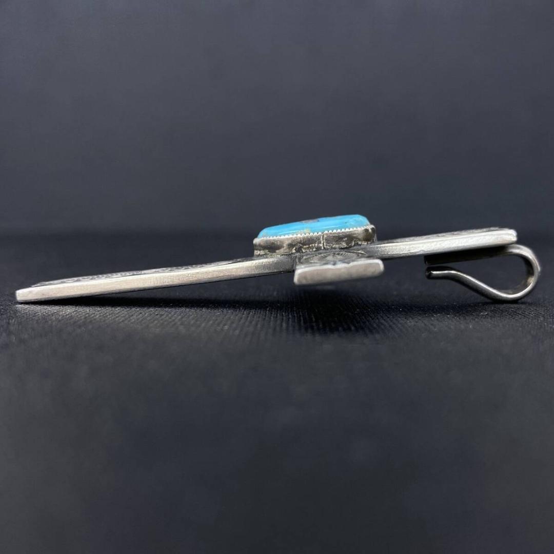 NAVAJO C.MTZ シルバー ターコイズ クロス ペンダント
