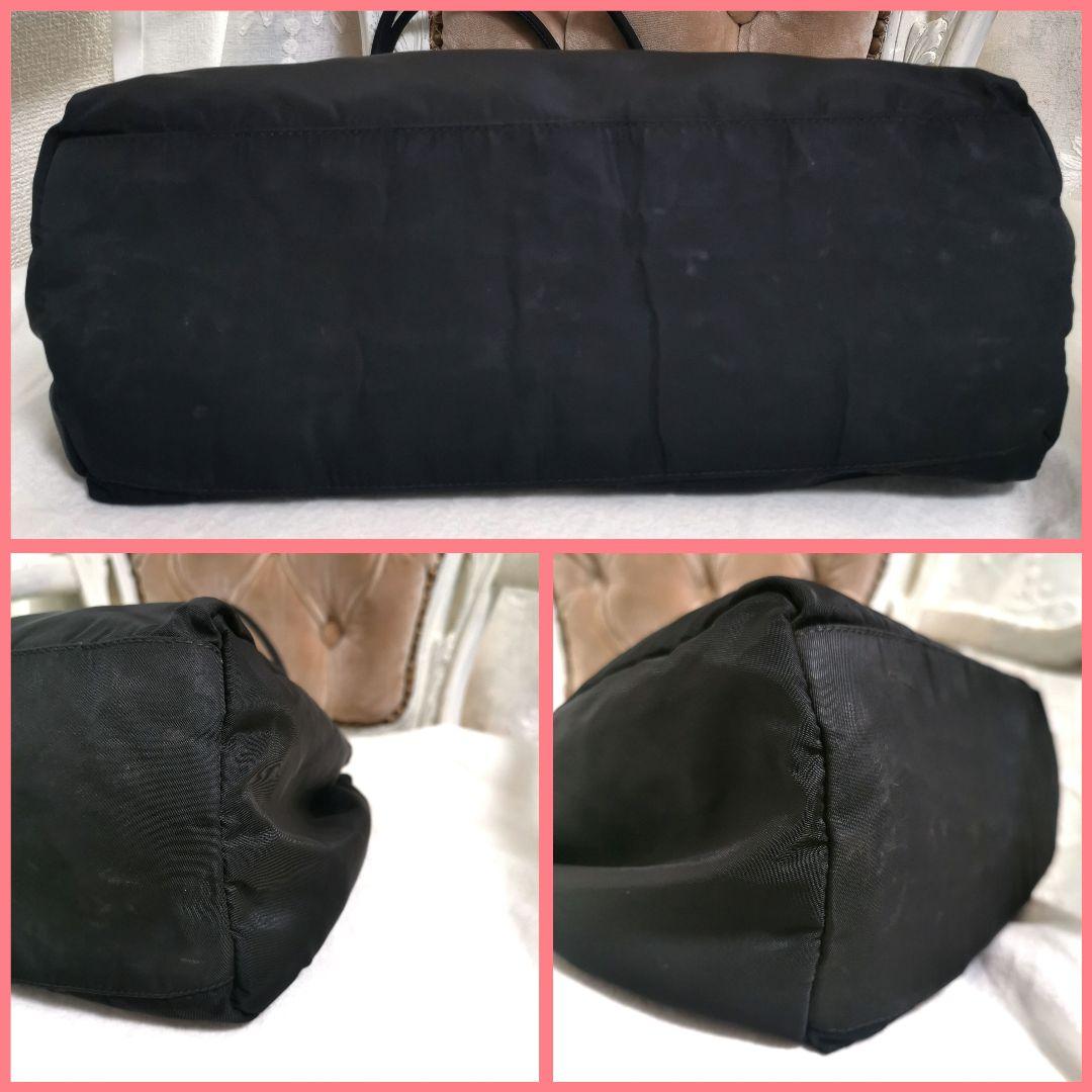 【美品】プラダPRADA 肩掛け台形トートバッグ黒ハンドバッグ 鑑定済!
