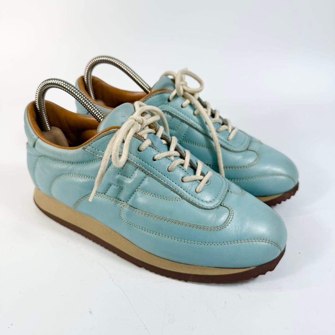 【美品】HERMESエルメス　レザー Hロゴ クイックスニーカー　レザーシューズ