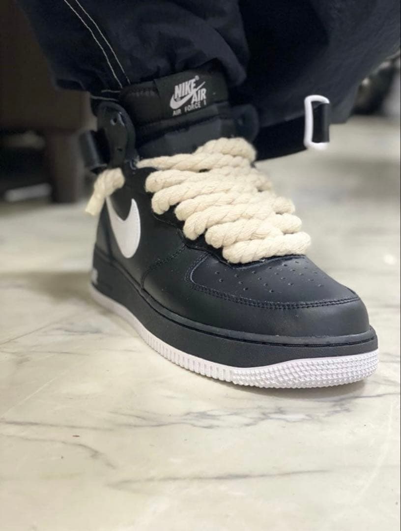 AIR FORTH 1 MID'07 /BLACK*WHITE ロープ　カスタム