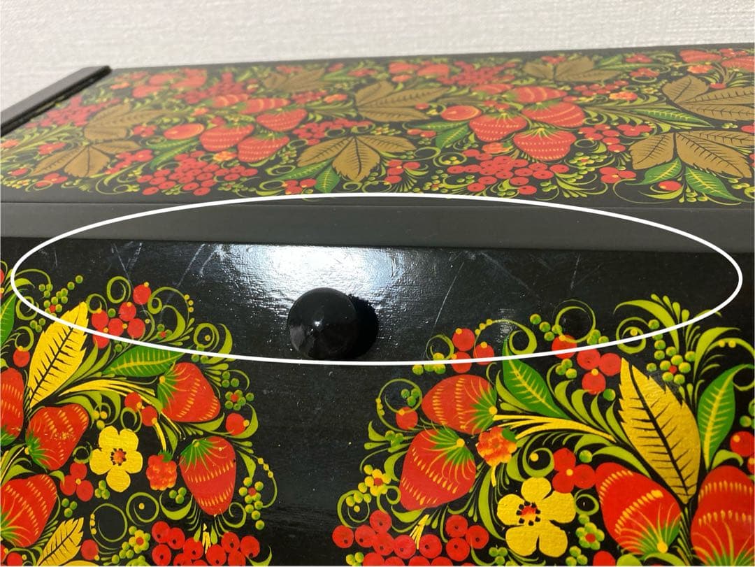 ロシア雑貨☆伝統工芸ホフロマ塗り収納ケース木製箱bread boxマトリョーシカ