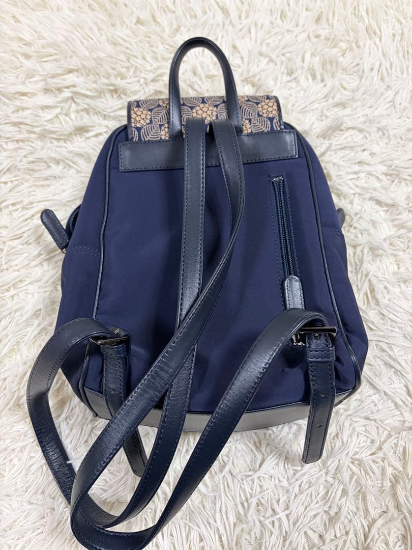 【現行未使用品】 印傳屋〔紺地✕白漆✕あじさい］リュックサック 印伝 バッグ