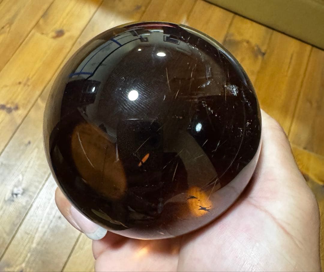 大玉　スモーキークォーツ　ルチル共生　約8.3cm 重さ710g 丸玉