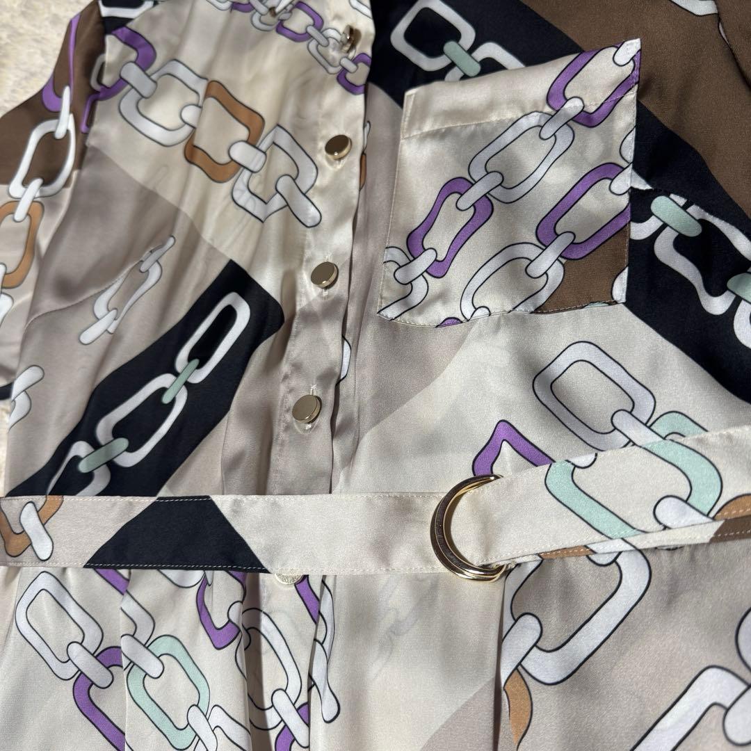 ともも♪美品 グレースコンチネンタル チェーン柄シャツワンピース ベルト