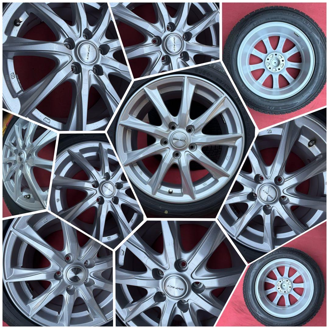 送料込215/60R17DUNLOPウィンターマックスSJ8アルミホイール 5穴