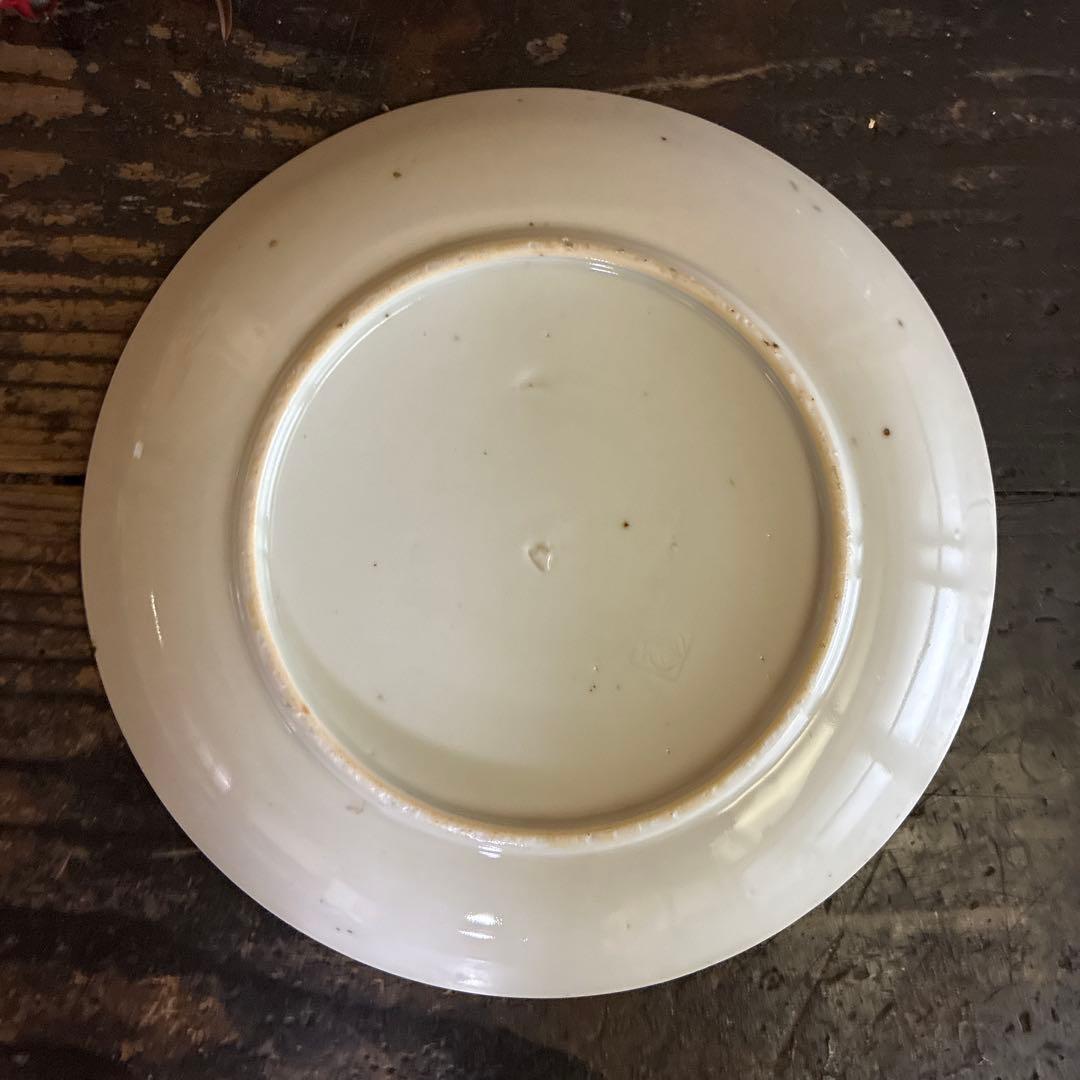 骨董　希少　印判手　吹き墨　月兎　跳ね兎　著書掲載酷似品　中皿２客　バラ売り不可