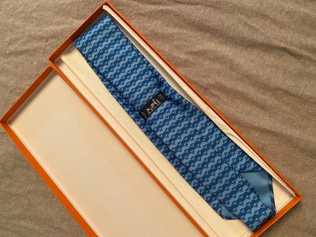 エルメス ネクタイ HERMES 青系 (新品未使用)