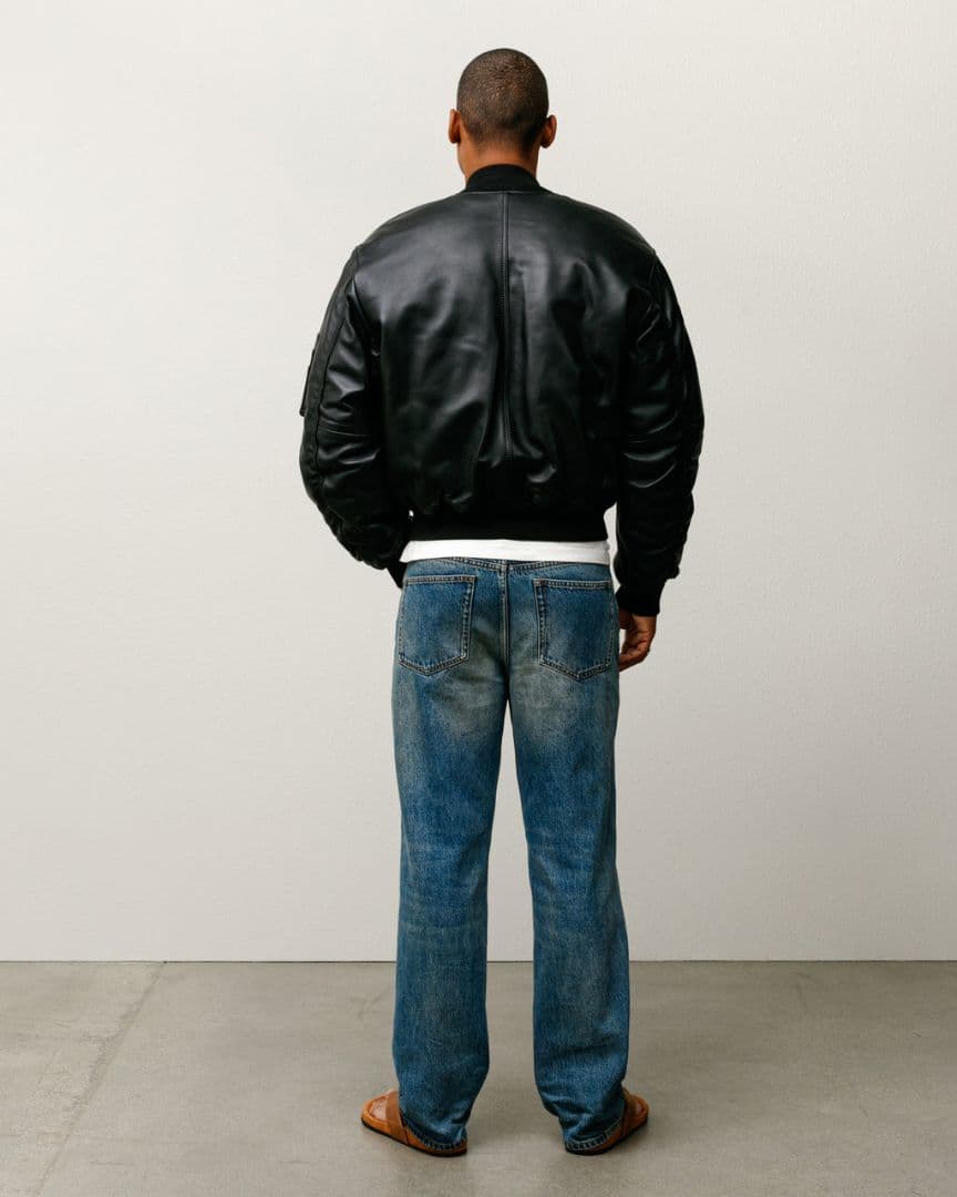 STUSSY LEATHER BUILT BOMBER Lレザージャケット