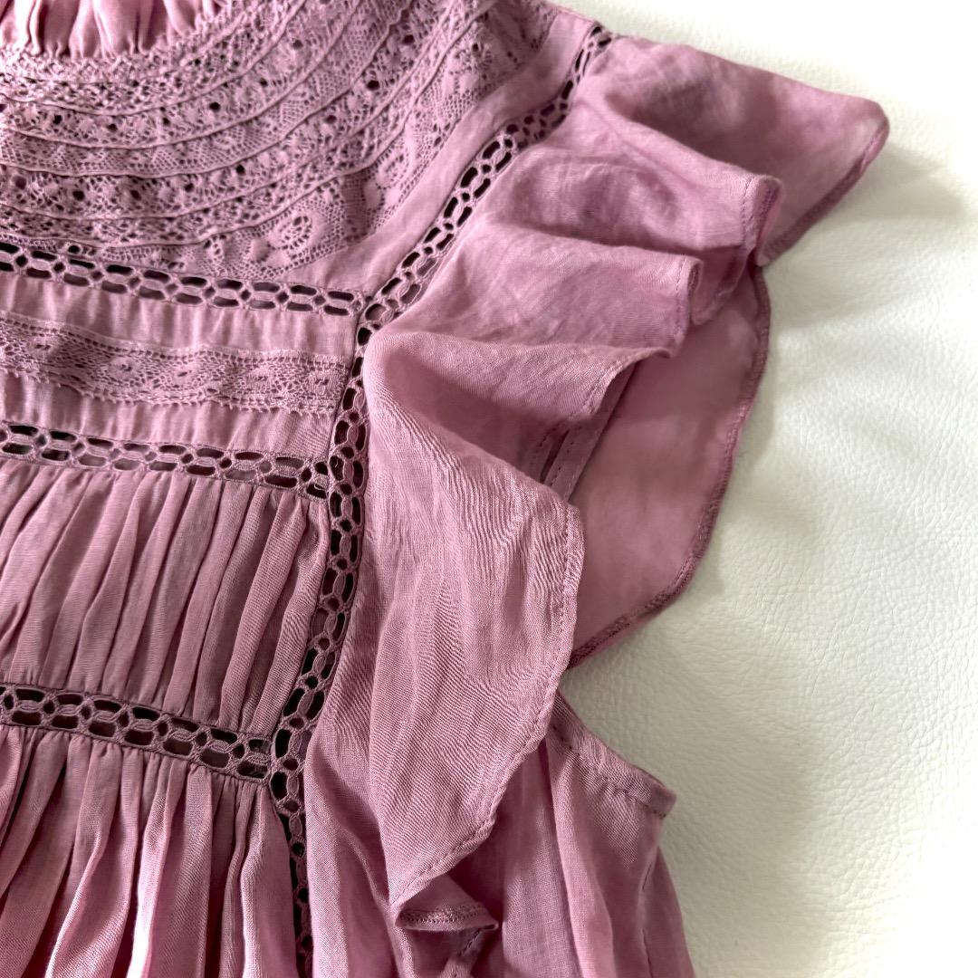 イザベルマランエトワール◆コットンハイネックフリルショートスリーブブラウス